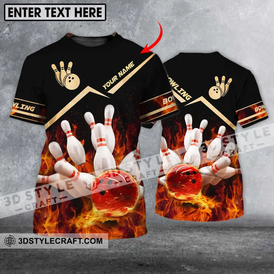 Unisex Shirt - Custom Name And Team Name Shirt, Fiery Bowling Shirt style option 1