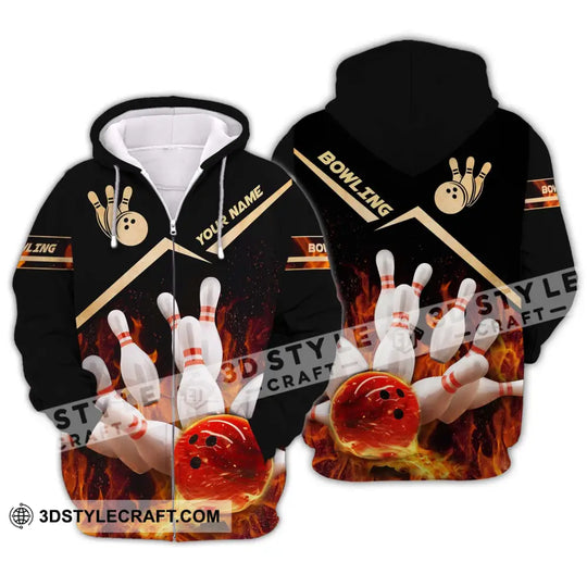 Unisex Shirt - Custom Name And Team Name Shirt, Fiery Bowling Shirt style option 2