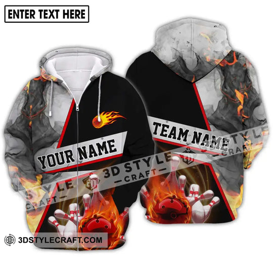 Unisex Shirt - Custom Name And Team Name Shirt, Fire Ball Bowling Lover Shirt style option 2