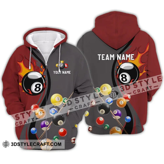 Unisex Shirt - Custom Name And Team Name Shirt - Fire Billiard Ball Shirt For Billiard Lover style option 4