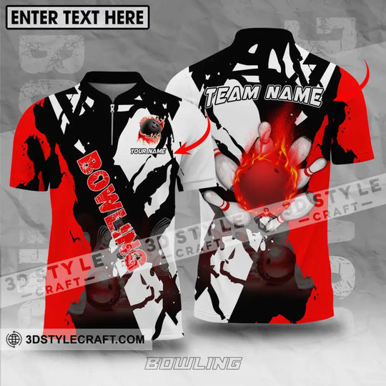 Unisex Shirt - Custom Name And Team Name Shirt, Fire Bowling Ball Player Shirt style option 1
