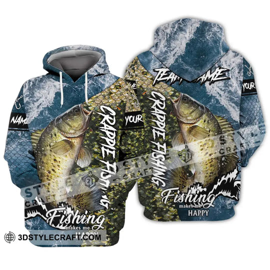 Unisex Shirt - Custom Name And Team Name Fishing Shirt, Fishing Makes Me Happy style option 3