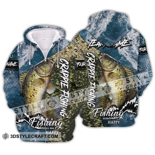 Unisex Shirt - Custom Name And Team Name Fishing Shirt, Fishing Makes Me Happy style option 2