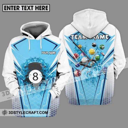 Unisex Shirt - Custom Name And Team Name Shirt For Billiard Lover White And Light Blue style option 3
