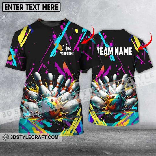 Unisex Shirt - Custom Name And Team Name Shirt, Full Of Colorful Bowling Shirt style option 1
