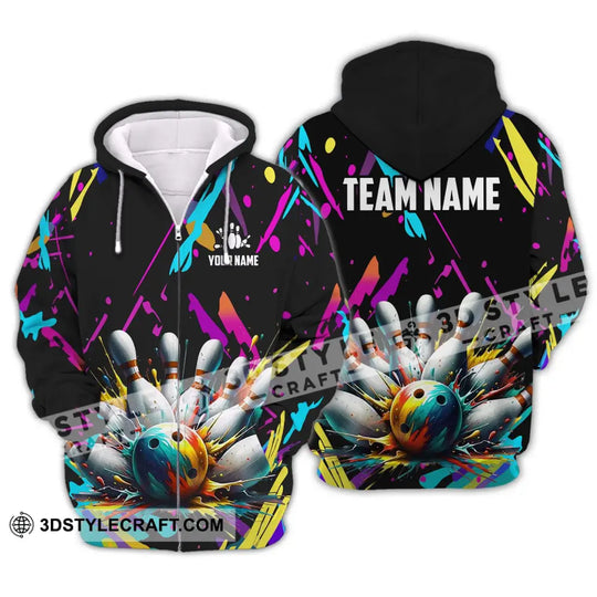 Unisex Shirt - Custom Name And Team Name Shirt, Full Of Colorful Bowling Shirt style option 2
