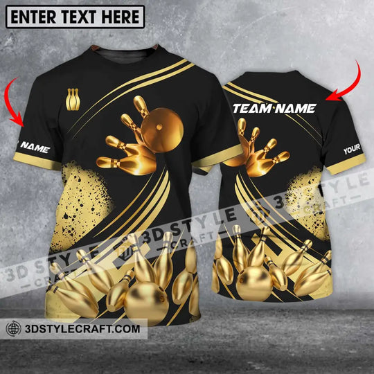 Unisex Shirt - Custom Name And Team Name Shirt, Golden Bowling Shirt style option 1