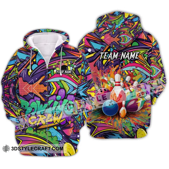 Unisex Shirt - Custom Name And Team Name Shirt, Graffiti Bowling Shirt style option 2