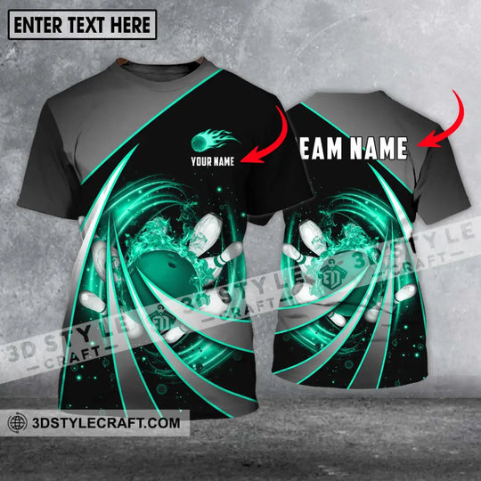 Unisex Shirt - Custom Name And Team Name Shirt, Green Bowling Line style option 1