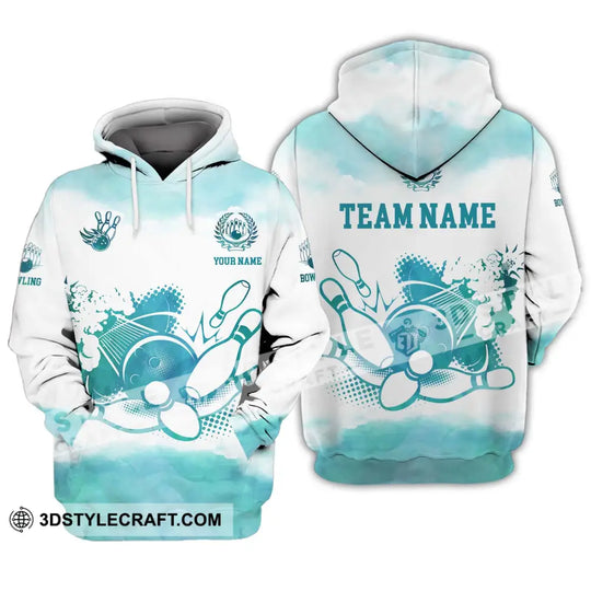 Unisex Shirt - Custom Name And Team Name Shirt, Mint Color Bowling Ball And Pins style option 3