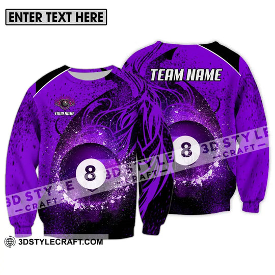 Unisex Shirt - Custom Name And Team Name Shirt, Purple Billiard 8 style option 4