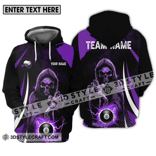 Unisex Shirt - Custom Name And Team Name Shirt, Purple Billiard Skull No 8 style option 3