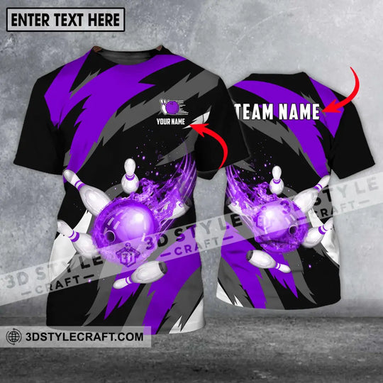 Unisex Shirt - Custom Name And Team Name Shirt, Purple Bowling Ball Shirt style option 1