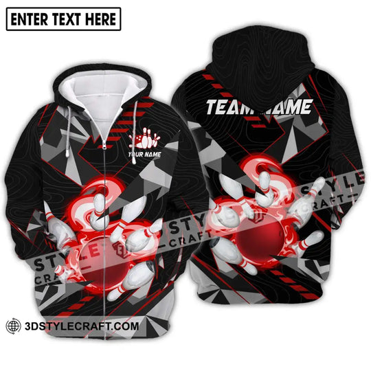 Unisex Shirt - Custom Name And Team Name Shirt, Red Smoke Bowling style option 2
