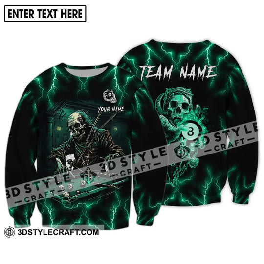 Unisex Shirt - Custom Name And Team Name Shirt, Skeleton Playing Billiards style option 4