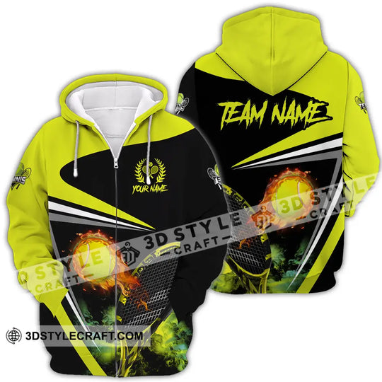 Unisex Shirt - Custom Name And Team Name Sport Shirt, Fire Tennis Ball style option 4