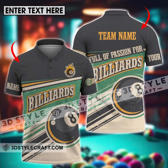 Unisex Shirt - Custom Name And Team Name Sport Shirt, Full Of Passion For Billiards style option 1
