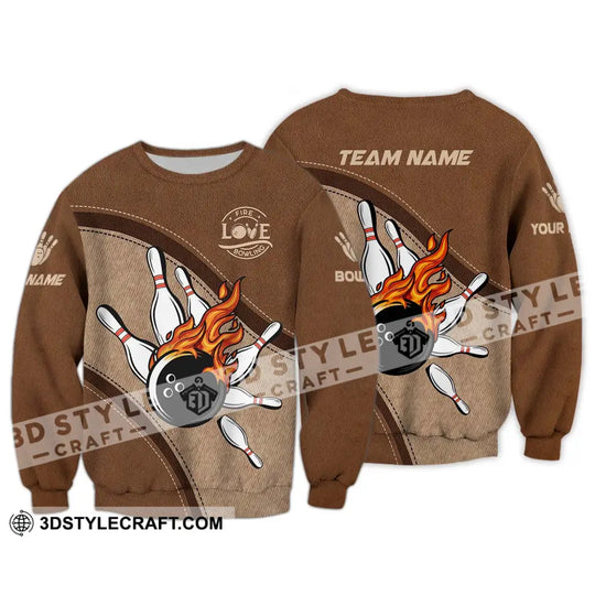 Unisex Shirt - Custom Name And Team Name Sport Shirt, Love Fire Bowling style option 4