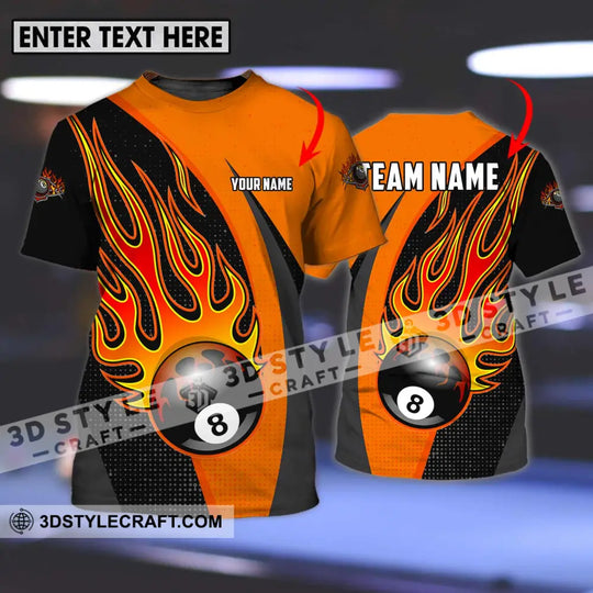 Unisex Shirt - Custom Name And Team Name Sport Shirt, Orange Billiard style option 1