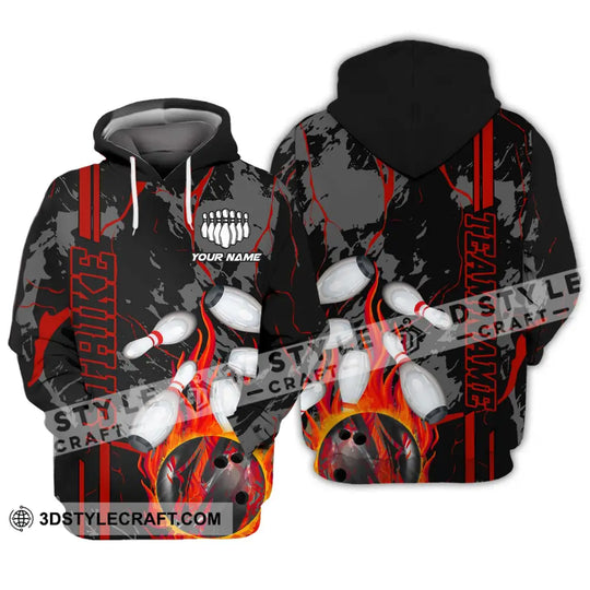 Unisex Shirt - Custom Name And Team Name Shirt, Strike Fire Bowling Ball Player Shirt style option 3