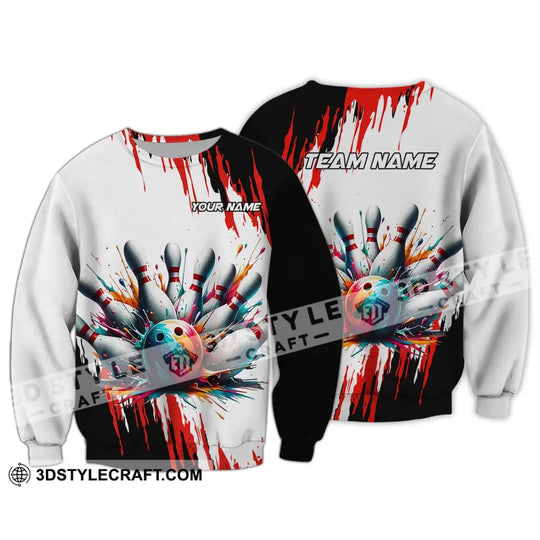 Unisex Shirt - Custom Name And Team Name Shirt, Watercolor Paint Bowling style option 4
