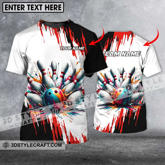 Unisex Shirt - Custom Name And Team Name Shirt, Watercolor Paint Bowling style option 1