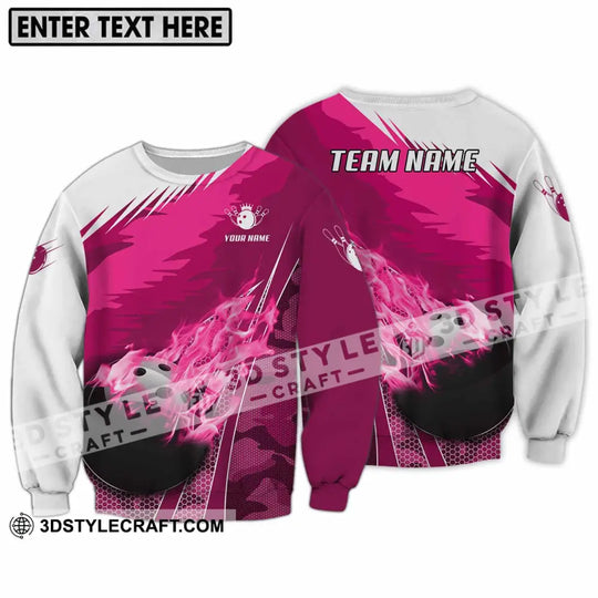 Unisex Shirt - Custom Name And Team Name Shirt, White Pink Bowling style option 4