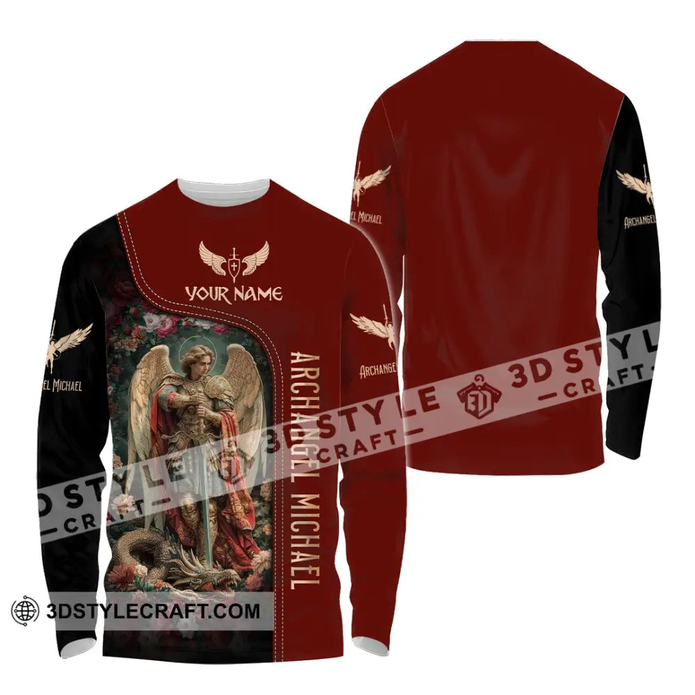 Unisex Shirt Custom Name Archangel Michael God Jesus Christian Gift Long Sleeve / S T-Shirt