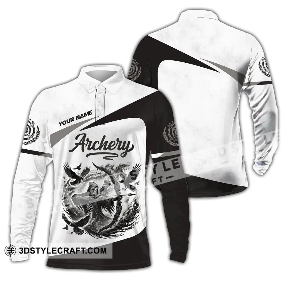 Unisex Shirt Custom Name Archery Polo Long Sleeve Love T-Shirt / S T-Shirt