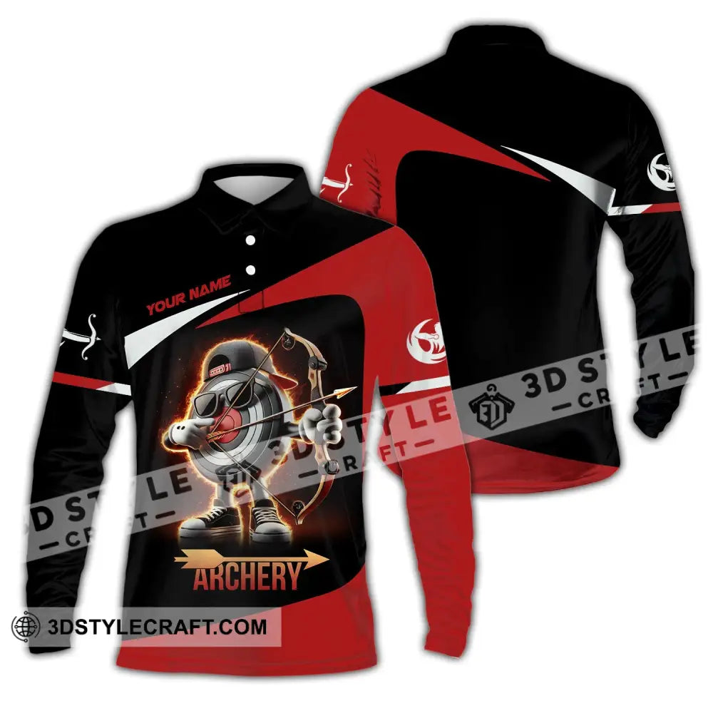 Unisex Shirt Custom Name Archery Polo Long Sleeve Love T-Shirt / S T-Shirt