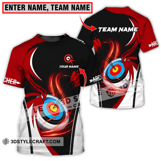 Unisex Shirt - Custom Name Archery Sport Shirt, Red Wave style option 1