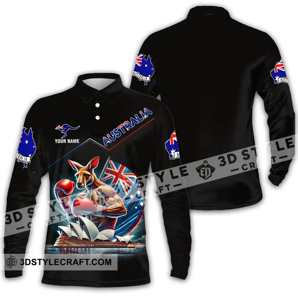Unisex Shirt - Custom Name Australia Long Sleeve Polo / S T-Shirt