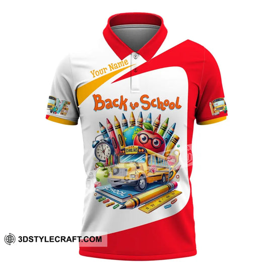 Unisex Shirt, Custom Name Back To School Shirt, Back To School Polo Long Sleeve, Back To School Gift style option 4