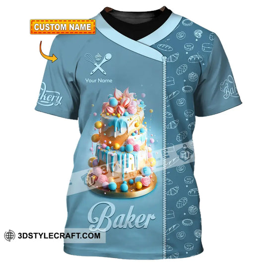 Unisex Shirt, Custom Name Baker Shirt, Bakery Shop T-Shirt, Bakery Chef Polo Long Sleeve style option 1