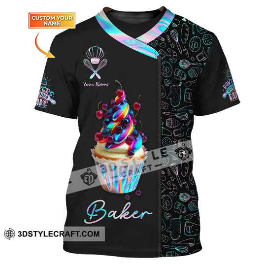 Unisex Shirt, Custom Name Baker Shirt, Baking Lover Shirt, Bakery Shop T-Shirt, Bakery Chef Polo Long Sleeve Shirt style option 1