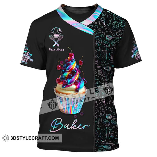 Unisex Shirt, Custom Name Baker Shirt, Baking Lover Shirt, Bakery Shop T-Shirt, Bakery Chef Polo Long Sleeve Shirt style option 2