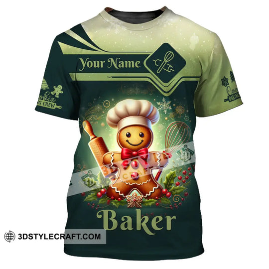 Unisex Shirt, Custom Name Baker Christmas Shirt, Bakery Shop T-Shirt, Bakery Chef Polo Long Sleeve style option 2