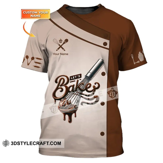 Unisex Shirt, Custom Name Baker Shirt, Let's Bake Shirt, Bakery Shop T-Shirt, Bakery Chef Polo Long Sleeve style option 1