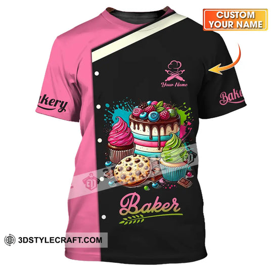 Unisex Shirt - Custom Name Baker Shirt, Sweet Cake style option 1