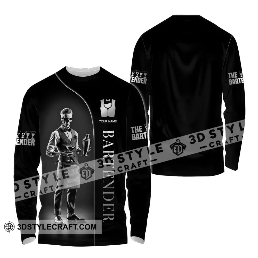 Unisex Shirt Custom Name Bartender Gift For Long Sleeve / S T-Shirt
