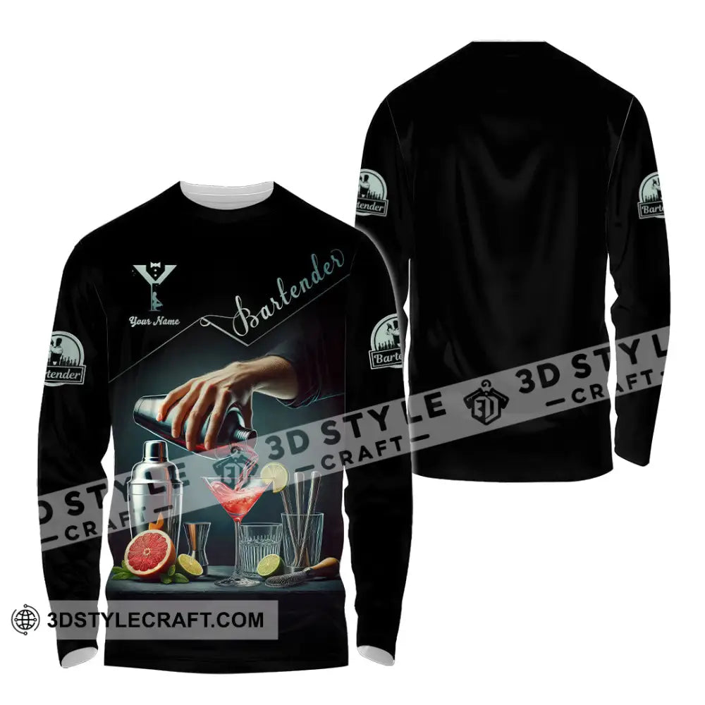 Unisex Shirt Custom Name Bartender Gift Long Sleeve / S T-Shirt