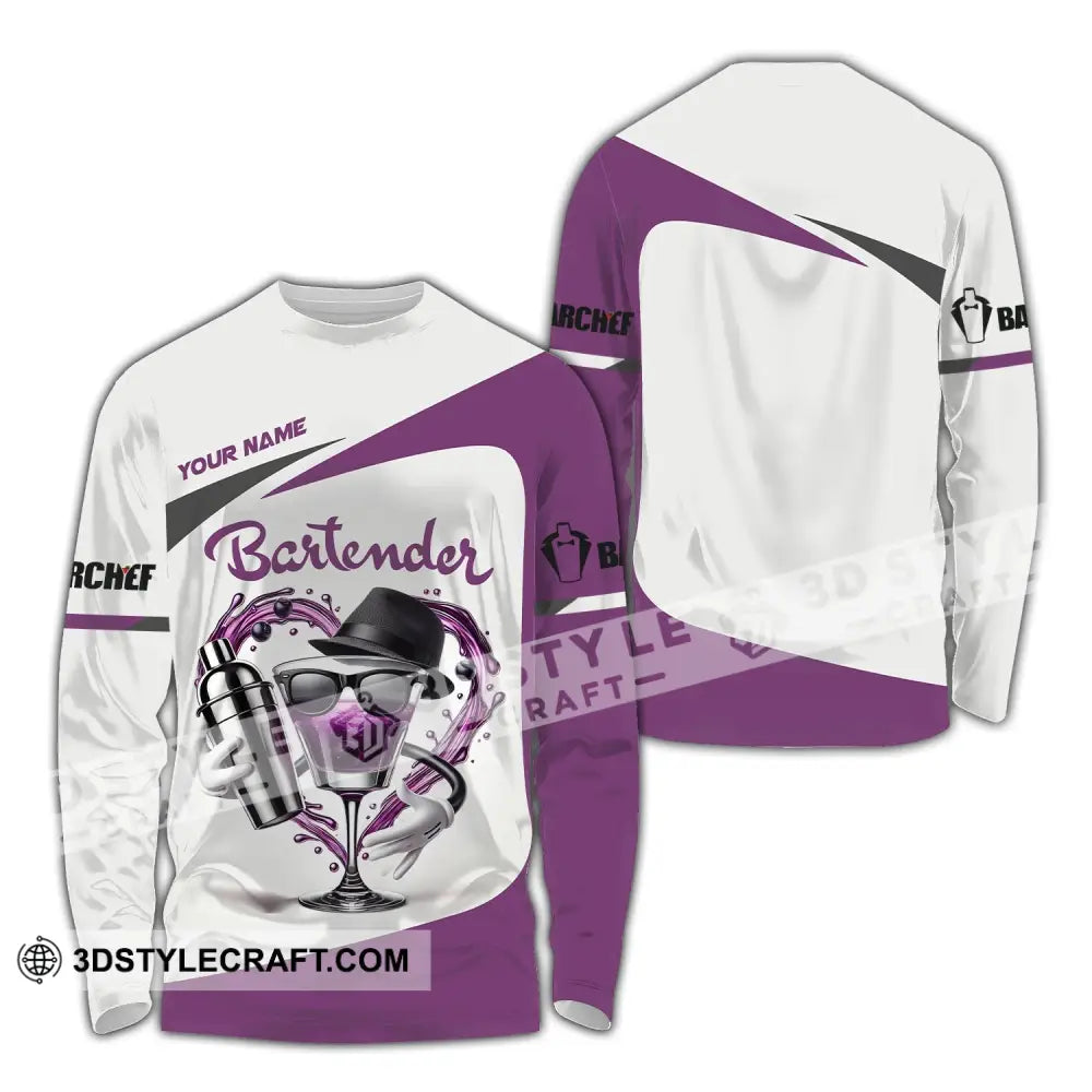 Unisex Shirt Custom Name Bartender Polo Long Sleeve Barista / S T-Shirt