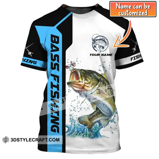 Unisex Shirt, Custom Name Bass Fishing T-Shirt, Fishing Apparel, Shirt for Fishermen style option 1