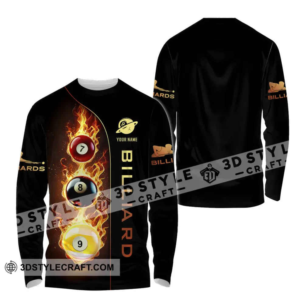 Unisex Shirt Custom Name Billiard Lover Polo Long Sleeve Gift / S T-Shirt
