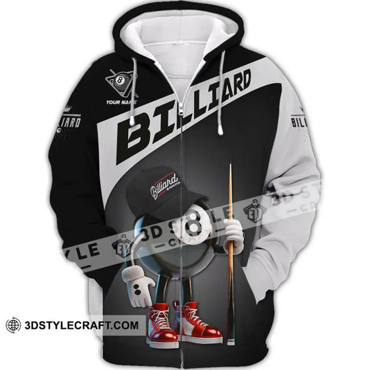Unisex Shirt, Custom Name Billiard Shirt, Billiard Lover Polo Long Sleeve Shirt, Billiard Gift style option 3