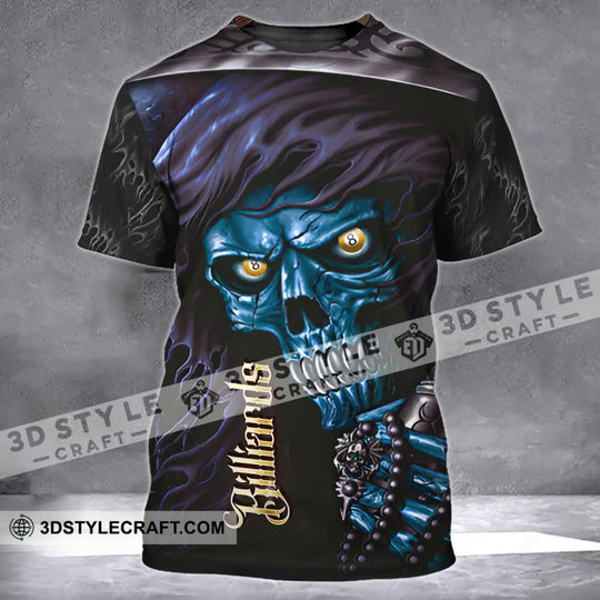 Unisex Shirt - Custom Name Billiards T-Shirt - Billiards Skull - Billiards Clothing style option 2