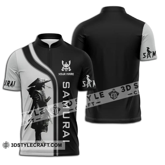 Unisex Shirt - Custom Name Black And Grey Samurai Shirt style option 2