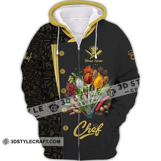Unisex Shirt - Custom Name Black And Yellow 3D Shirt For Chef style option 4
