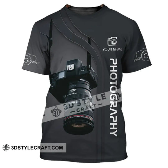 Unisex Shirt - Custom Name Black Shirt - Camera Photographer Shirt style option 4
