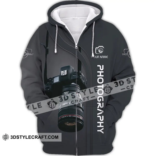 Unisex Shirt - Custom Name Black Shirt - Camera Photographer Shirt style option 3